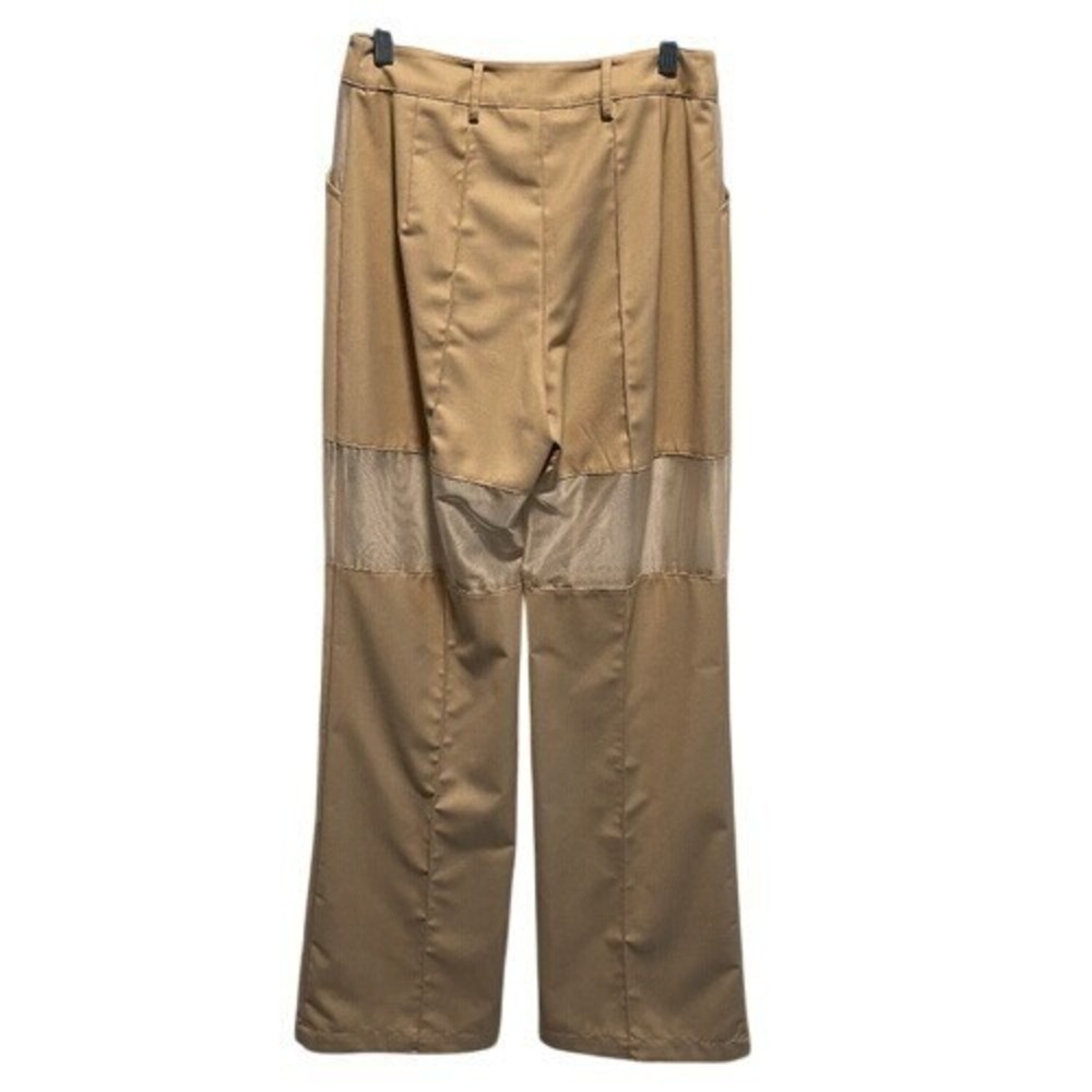 EGO Jess Hunt Beige Mesh Panel High Waisted Wide Leg Pants‎ 2 - Picture 7 of 11